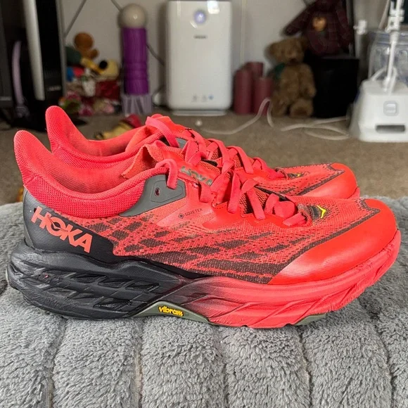 Hoka One One Speedgoat 5 Men's Running Shoes - Fiesta/Thyme -US 8D - Picture 2 of 11